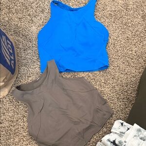 Sleeveless Blue and Gray Women's Tops